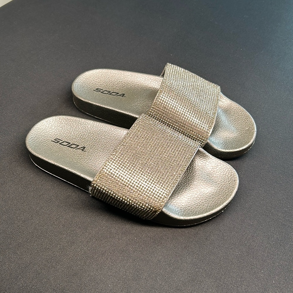 Soda Rhinestone Slide Sandals